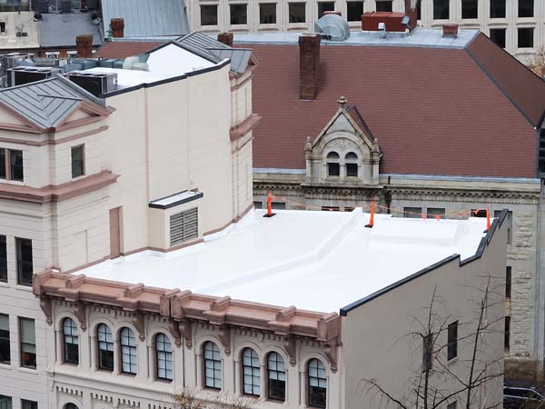 Completed new Elevate 80-mil TPO membrane on the third roof level at 633 Pennsylvania Ave NW