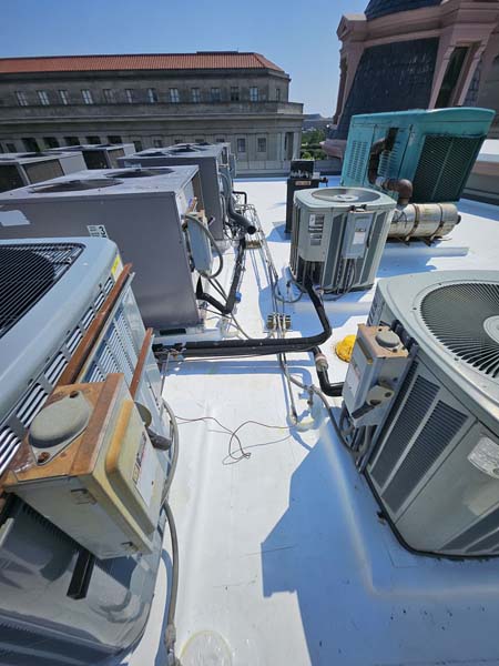 Completed Elevate 80-mil TPO roof on the sixth-floor roof level at 633 Pennsylvania Ave NW